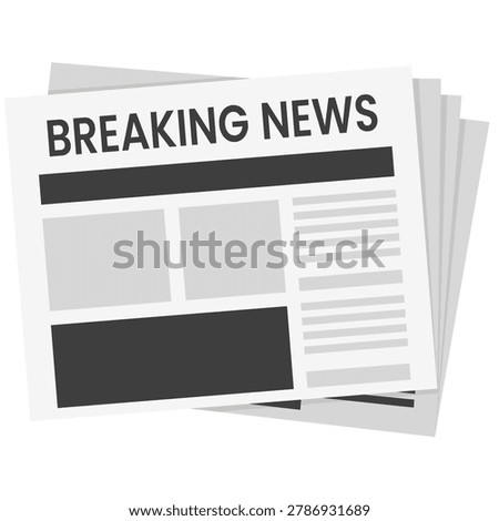 Breaking news newspaper illustration featuring media journalism headline and press communication concept for broadcasting and editorial design projects