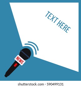 breaking news on TV illustration with a big space to write. News vector conceptual on flat design. modern mic or mike with text. Microphone on a blue background