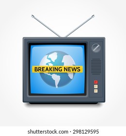 Breaking news on TV. Realistic vector illustration