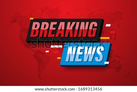 Breaking news on world map background. element design for tv and digital content online. Vector Illustration.
