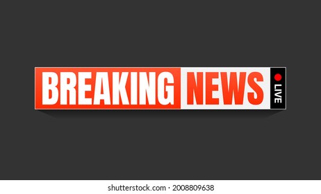 Breaking News Orange Sticker. Lower Third for Broadcasting Stream. Vector illustration