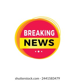 Breaking news red label icon for announcement, advertising, vector. Modern design template for banner.