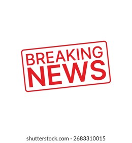 Breaking news red stamp isolated on white background