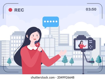 Breaking News Reporter Background Vector Illustration With Broadcaster or Journalist on the Monitor About Information Incident, Activities, Weather and Announcements