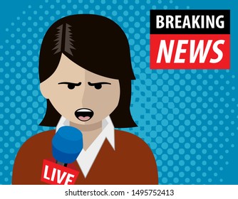 breaking news, news reporter, vector illustration 