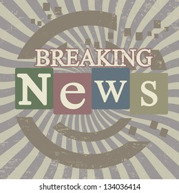 Breaking news retro screen background, vector illustration