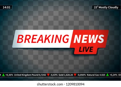 Breaking news screen saver on transparent