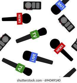 Breaking news seamless pattern background. News theme cover in trendy flat style for design poster, card, newspaper, magazine, t shirt, television show etc.