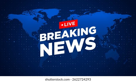 Breaking news sign on globe background. Breaking news colorful promotion template. News Announcement  Banner label vector. Breaking news sign on blue background.