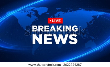 Breaking news sign on globe background. Breaking news colorful promotion template. News Announcement  Banner label vector. Breaking news sign on blue background.