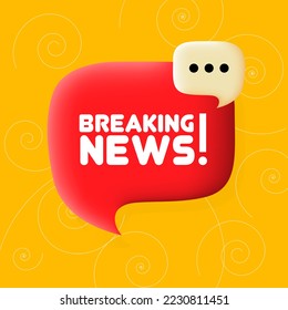 Breaking news. Speech bubble with one Breaking news text. Business concept. 3d illustration. Spiral background. Vector line icon for Business and Advertising