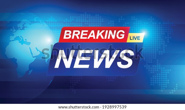 Breaking news template with 3d red and blue\
badge, Breaking news text on dark blue with earth and world map\
background, TV News show Broadcast template widescreen ratio 16:9\
vector illustration