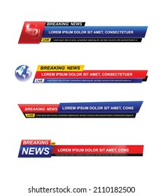 Breaking News template set, Collection of news TV program title on white background. Breaking News text on a tag and badge. elegant and modern style, vector illustration EPS10.