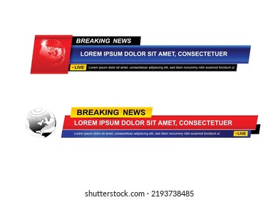 Conjunto de plantillas de noticias de última hora, Colección de títulos de programa de televisión de noticias sobre fondo blanco. Breaking News escribe sobre una etiqueta y una placa. estilo elegante y moderno, ilustración vectorial EPS10.