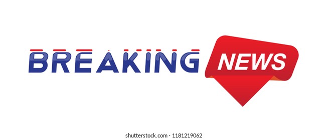 Breaking News template title with label on white background for screen TV channel. Flat vector illustration EPS10.