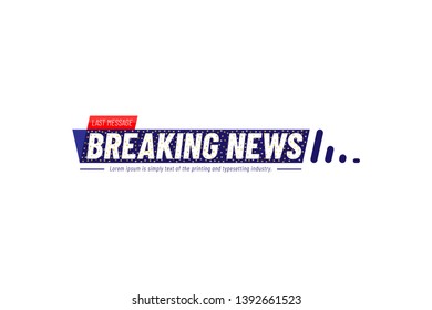 Breaking News template title with many little stars on white background for screen TV channel. Flat vector illustration EPS10.