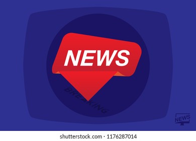 Breaking News template title on blue background for screen TV channel. Flat vector illustration EPS10.