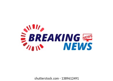 Breaking News template title on white background for screen TV channel. Flat vector illustration EPS10.