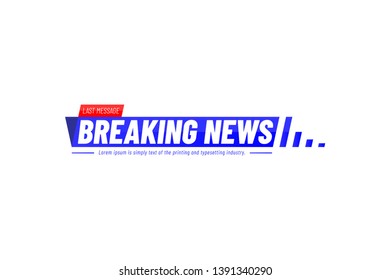 Breaking News template title on white background for screen TV channel. Flat vector illustration EPS10.