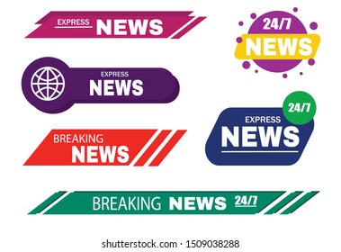 Breaking News template title on white background for screen TV channel. Flat vector illustration.