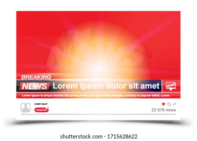 Título de la plantilla de noticias de última hora sobre fondo rojo con efectos de luz para el canal de TV de pantalla.