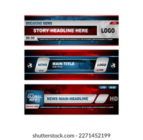 Breaking News template title on white transparent background for screen TV channel. EPS10 flat vector illustration