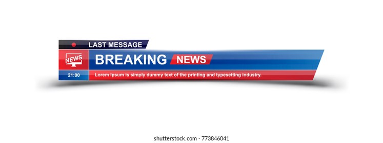 Breaking News template title on white background for screen TV channel. Flat vector illustration EPS10.