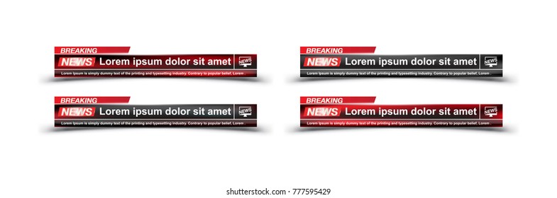 Breaking News template title on white background for screen TV channel. Flat vector illustration EPS10