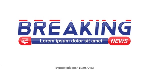 Breaking News template title with shadow on white background for screen TV channel. Flat vector illustration EPS10.