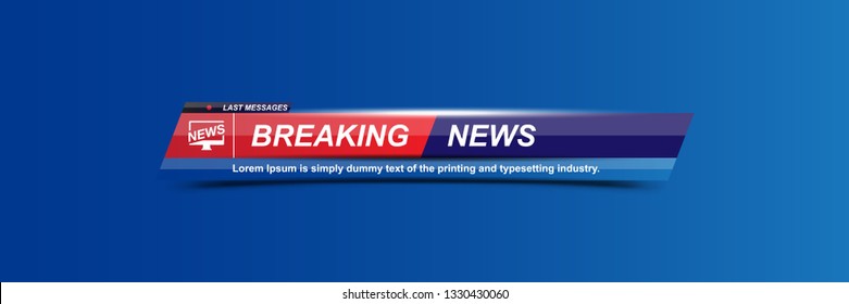 Breaking News template title with shadow on white background for screen TV channel. Flat vector illustration EPS10.