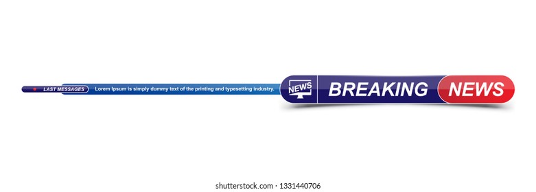 Breaking News template title with shadow on white background for screen TV channel. Flat vector illustration EPS10.