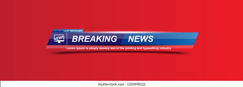 Breaking News template title with shadow on white background for screen TV channel. Flat vector illustration EPS10.