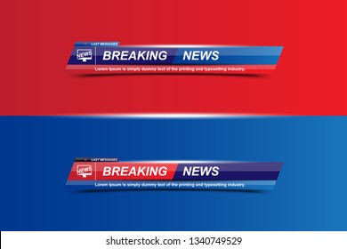 Breaking News template title with shadow on white background for screen TV channel. Flat vector illustration EPS10.