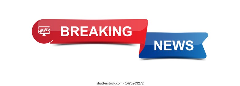 Breaking News template title with shadow on white background for screen TV channel. Flat vector illustration EPS10