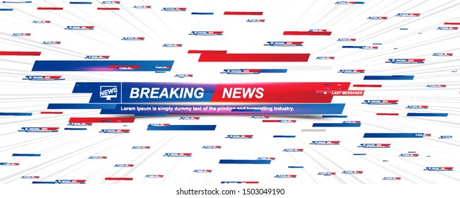 Breaking News template title with shadow and light effects on the technology background for screen TV channel. Flat vector illustration EPS10