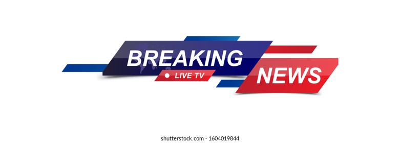 Breaking News template title with world map on white background for screen TV channel. Flat vector illustration EPS10
