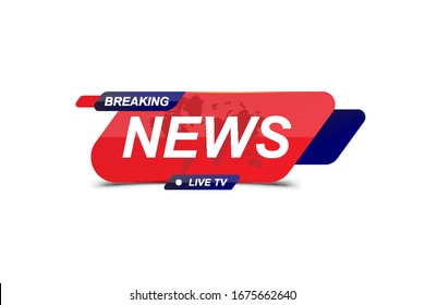 Breaking News template title with world map on white background for screen TV channel. Flat vector illustration EPS10