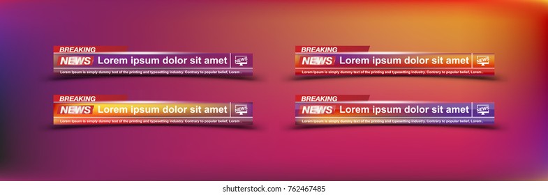 Breaking News templates title on colour background for screen TV channel. Flat vector illustration EPS10