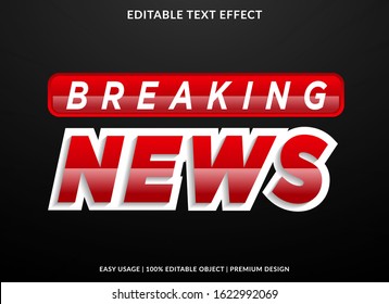 breaking news text effect template with 3d type style and modern concept use for brand label and logotype 