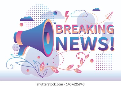 Breaking news - trendy poster sign with megaphone
