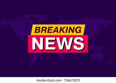 Breaking News, TV screen saver, vector background with world map. Technology News Background