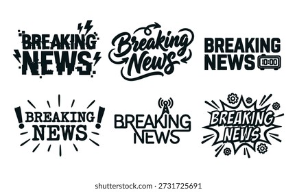 Notícia de última hora tipografia e elementos de design para mídia e jornalismo vários estilos e layouts