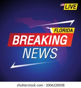 Breaking news. United states of America with backgorund. Florida and map on Background vector art image illustration.