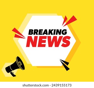 Breaking News - vector advertising banner with megaphone.