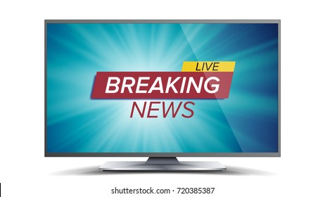 Breaking News Vector. Blue TV Screen. World Global News Concept. Isolated Illustration 