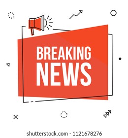 Breaking news, vector red sign illustration isolated on white background with loudspeaker, new
label design for articles. Business  advertising web icons, promotion announce tag, sticker, announcement