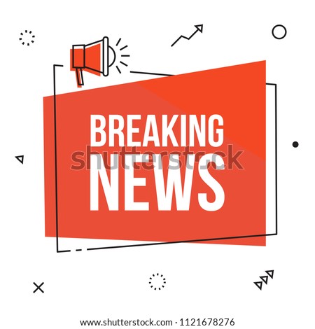 Breaking news, vector red sign illustration isolated on white background with loudspeaker, new
label design for articles. Business  advertising web icons, promotion announce tag, sticker, announcement