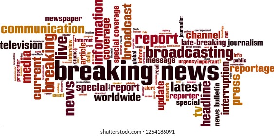 Breaking news word cloud concept. Vector illustration