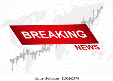 Breaking News World Map Background. Business Technology Politics News Background. Vector Illustration.