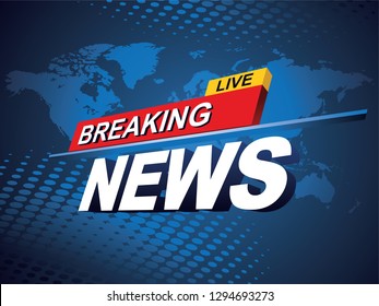 Breaking news with world map background. Vector